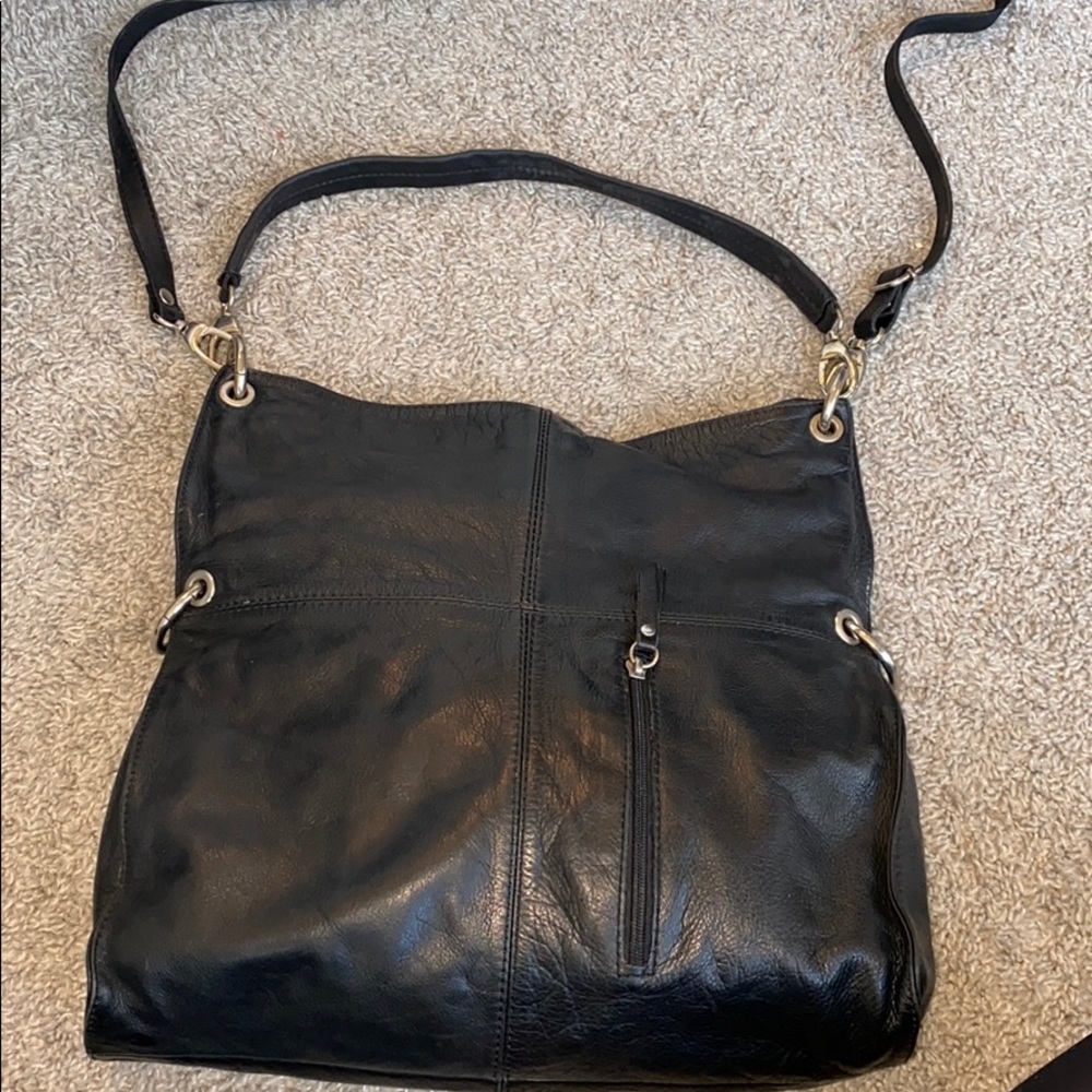 Black real leather purse